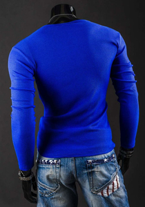 Longsleeve męski bez nadruku chabrowy Bolf 145362