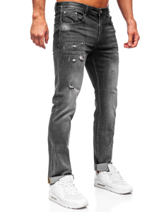 Grafitowe spodnie jeansowe męskie slim fit Denley MP0169G