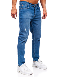 Granatowe spodnie jeansowe męskie slim fit Denley 6453