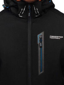 Czarno-niebieska kurtka męska softshell Denley WX061