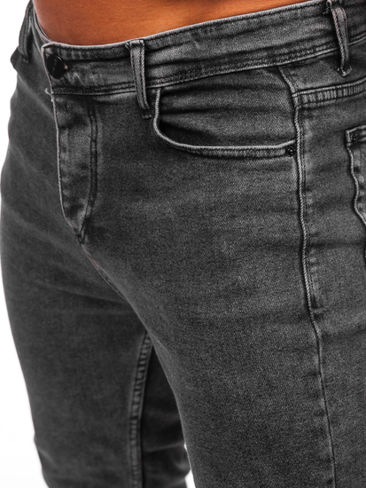 Grafitowe spodnie jeansowe męskie regular fit Denley 6050