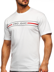 Biały t-shirt męski z nadrukiem Bolf 14802