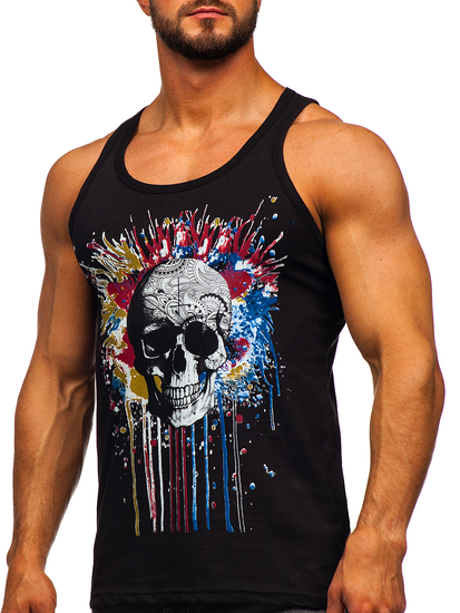 Czarna koszulka tank top bokserka z nadrukiem Bolf 14839