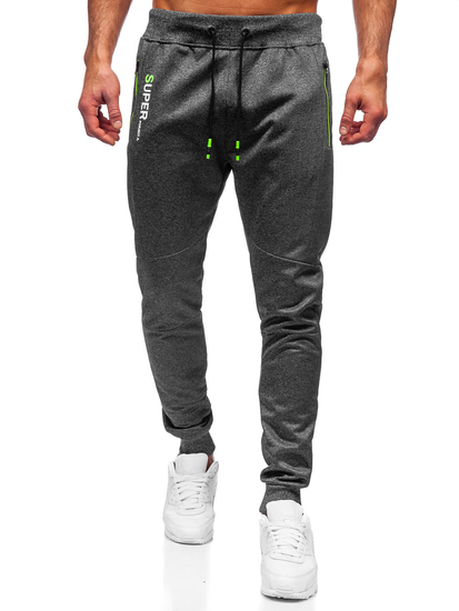 Grafitowe joggery dresowe spodnie męskie Denley K50009