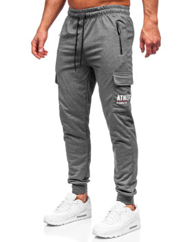 Antracytowe bojówki spodnie męskie joggery dresowe Denley JX5061