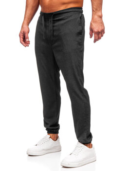 Antracytowe spodnie materiałowe joggery męskie Denley 0065
