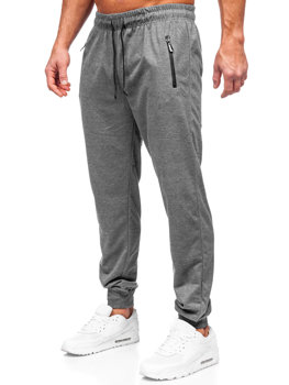 Antracytowe spodnie męskie joggery dresowe Denley JX6103