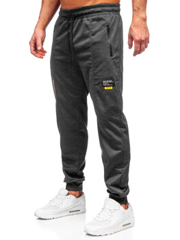 Antracytowe spodnie męskie joggery dresowe Denley JX6333