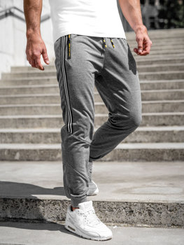 Antracytowe spodnie męskie joggery dresowe Denley K10338A