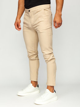 Beżowe spodnie materiałowe chinosy męskie Denley 0031