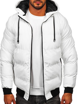 Biała pikowana kurtka męska zimowa Denley 5M3125