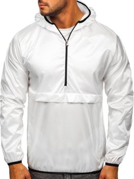 Biała przejściowa kurtka męska sportowa anorak z kapturem BOLF 5061
