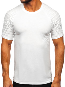 Biały bez nadruku t-shirt męski Denley 8T88