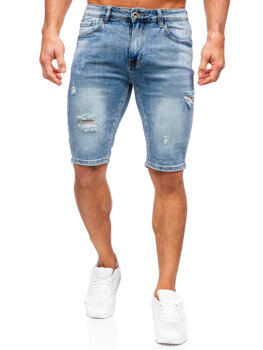 Błękitne jeansowe krótkie spodenki męskie Denley KG3932