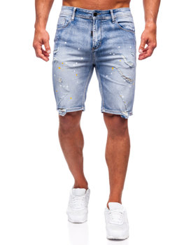 Błękitne krótkie spodenki jeansowe męskie Denley MP0263BC