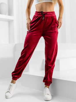 Bordowe welurowe spodnie dresowe damskie Denley HL241
