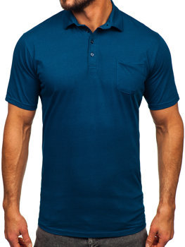 Ciemnoniebieska bawełniana koszulka polo męska Denley 143006