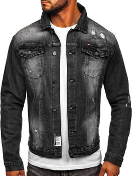 Czarna jeansowa kurtka męska Denley MJ511G