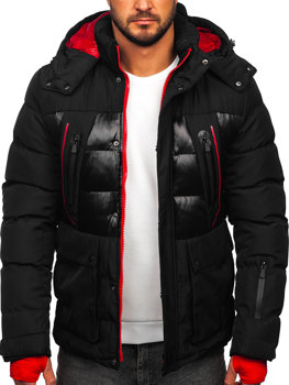 Czarna pikowana kurtka męska zimowa Denley 99527