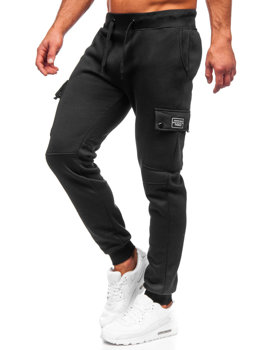 Czarne bojówki spodnie męskie dresowe Denley JX325