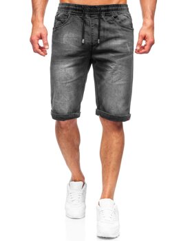 Czarne jeansowe krótkie spodenki męskie Denley K15010-2