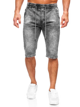 Czarne jeansowe krótkie spodenki męskie Denley KR1539
