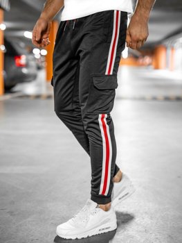 Czarne joggery dresowe bojówki spodnie męskie Denley YLB88018A