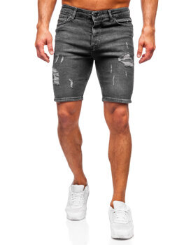 Czarne krótkie spodenki jeansowe męskie Denley 0525