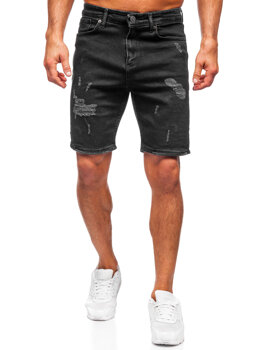 Czarne krótkie spodenki jeansowe męskie Denley 0627