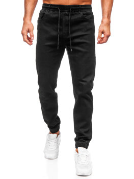 Czarne spodnie jeansowe joggery męskie Denley 8103