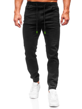 Czarne spodnie jeansowe joggery męskie Denley 8105