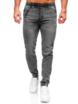 Czarne spodnie jeansowe joggery męskie Denley HY1023