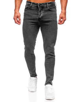 Czarne spodnie jeansowe męskie regular fit Denley 6026