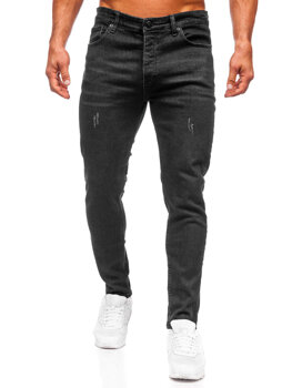 Czarne spodnie jeansowe męskie regular fit Denley 6080