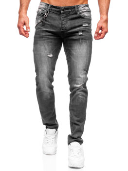 Czarne spodnie jeansowe męskie regular fit Denley MP0051N
