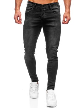 Czarne spodnie jeansowe męskie skinny fit Denley R923