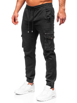 Czarne spodnie joggery bojówki męskie Denley MP0181N