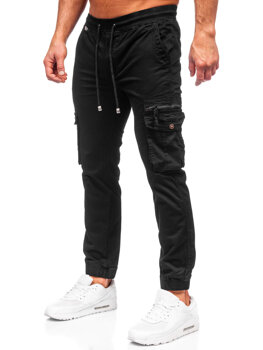 Czarne spodnie joggery bojówki męskie Denley MP0201N