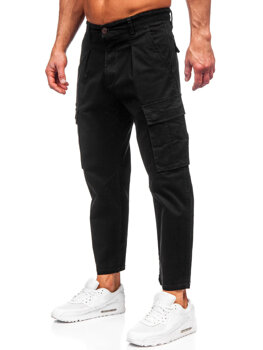 Czarne spodnie materiałowe bojówki męskie Denley 77323