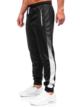 Czarne spodnie męskie joggery dresowe Denley 8K188