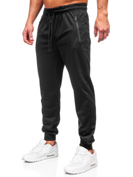 Czarne spodnie męskie joggery dresowe Denley JX6109