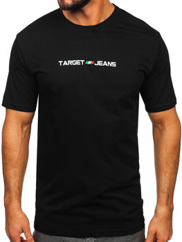 Czarny bawełniany t-shirt męski z nadrukiem Bolf 14761