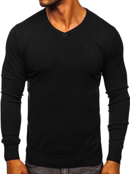 Czarny sweter męski w serek Denley YY03