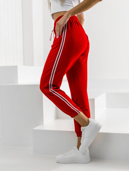Czerwone spodnie dresowe damskie Denley YW01020A