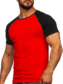 Czerwono-czarny t-shirt męski Denley 8T82