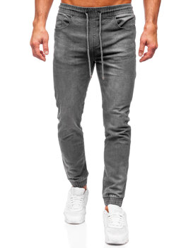 Grafitowe spodnie jeansowe joggery męskie Denley MP0275GC