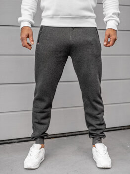 Grafitowe spodnie męskie dresowe Denley JX6206A
