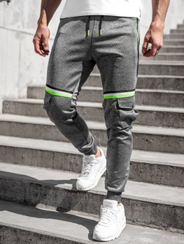 Grafitowe spodnie męskie joggery dresowe Denley K10276