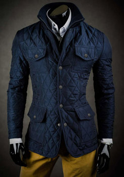 Granatowa elegancka kurtka męska pikowana Denley 802A