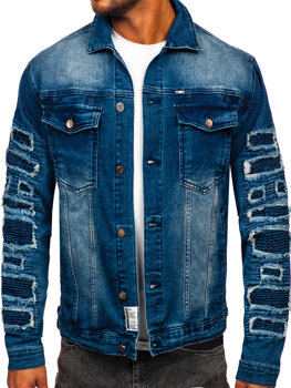 Granatowa jeansowa kurtka męska Denley MJ523BS